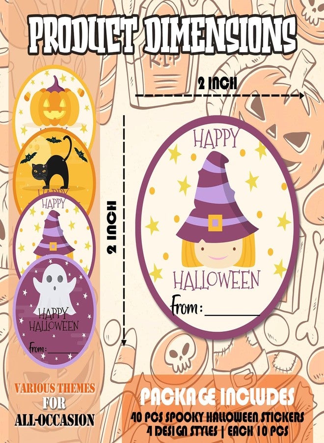 Kqfdr Happy Halloween Round Stickers, 40 Pcs Trick or Treat Name Label for Present Wrapping, Self-Adhesive Round Seal Labels for Party Favors Marking -A06 - Image 2
